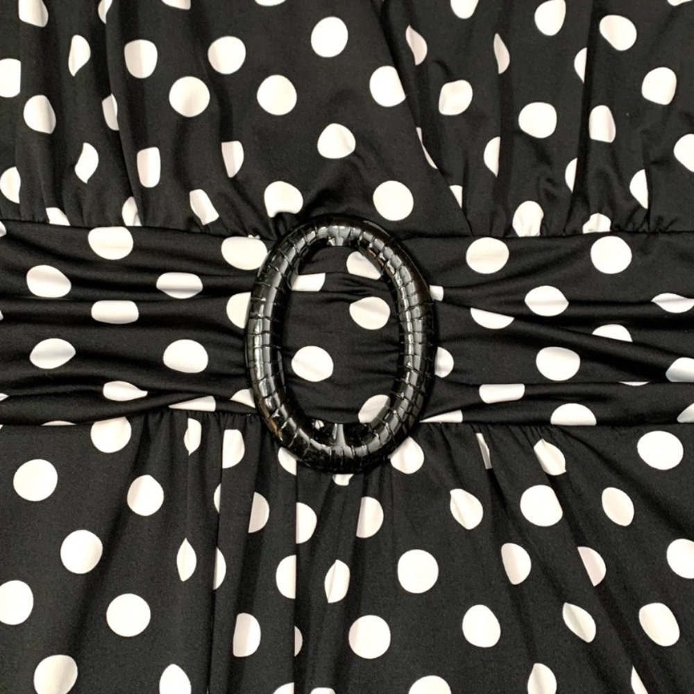Star Vixen black and white polka dot sleeveless A-line dress- 3X - Picture 7 of 9